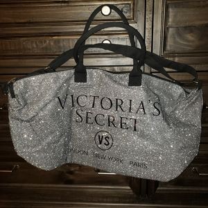 Victoria Secret glitter tote bag silver
